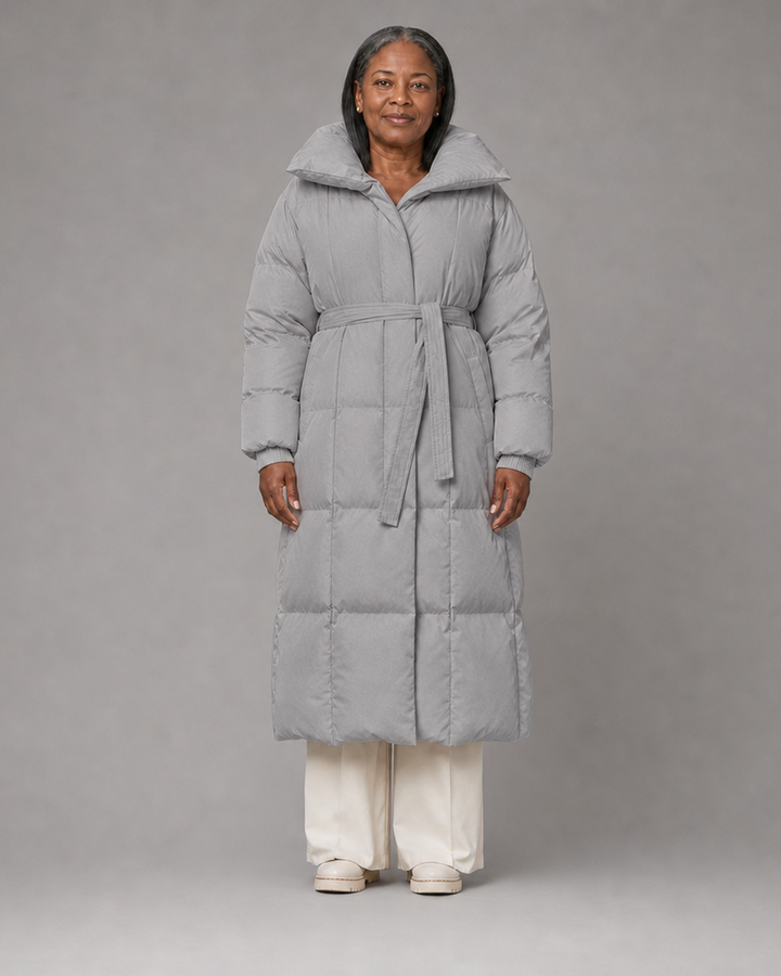 Denor | Long puffer jacket with belt