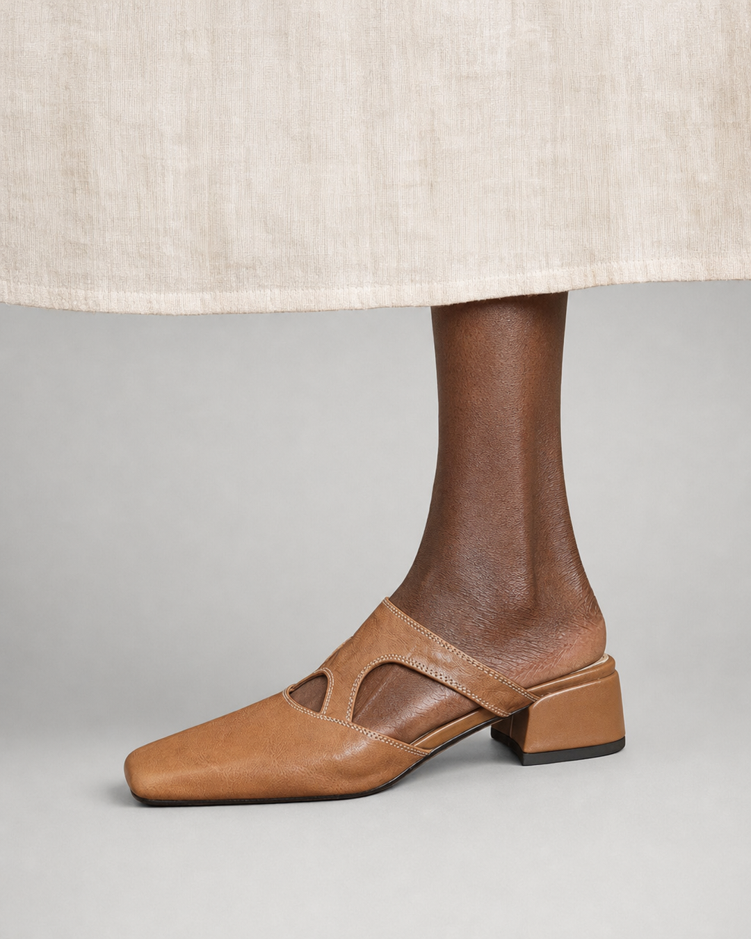 Patience | Genuine Leather Mules - Apricot