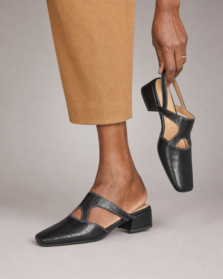 Patience | Genuine Leather Mules - Black