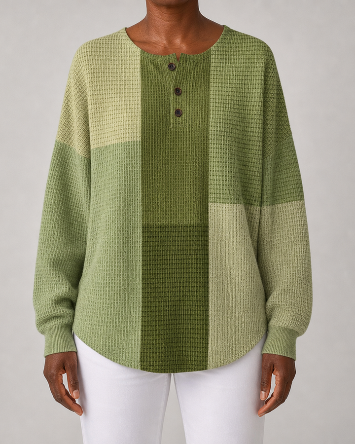 Diane | Waffle-Textured Henley Top