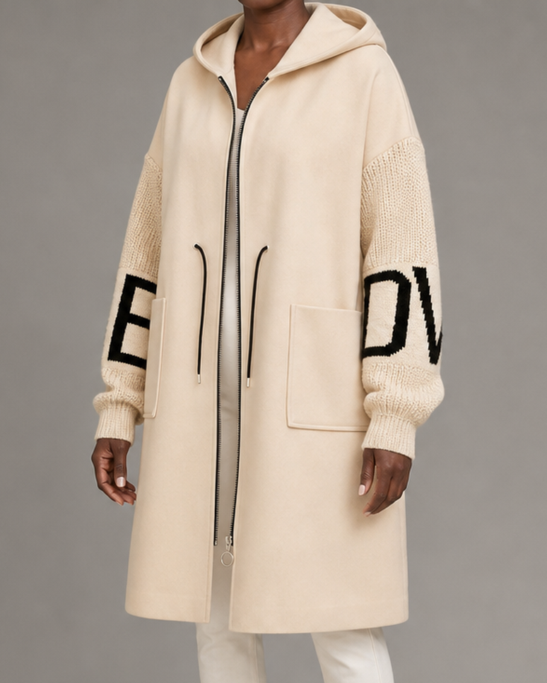 Donia | Casual Hooded Jacket with Knitted Sleeves