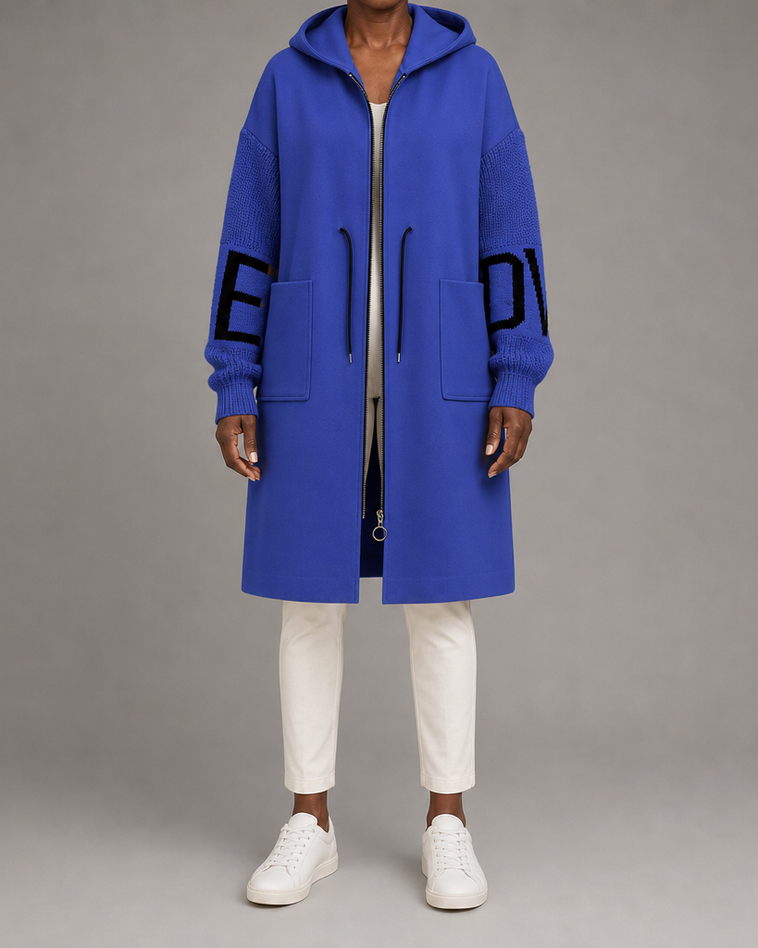 Donia | Casual Hooded Jacket with Knitted Sleeves