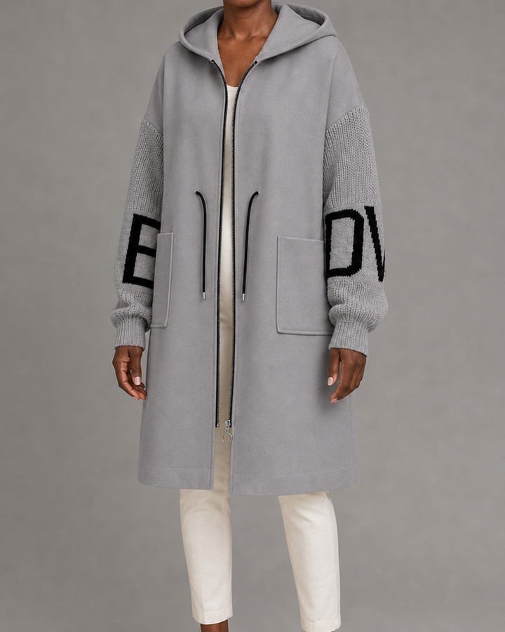 Donia | Casual Hooded Jacket with Knitted Sleeves