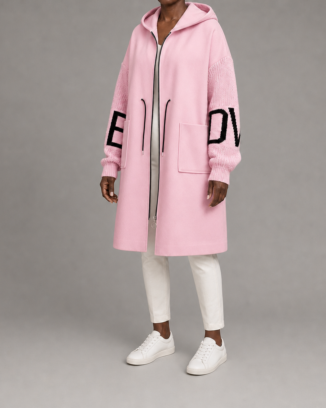 Donia | Casual Hooded Jacket with Knitted Sleeves