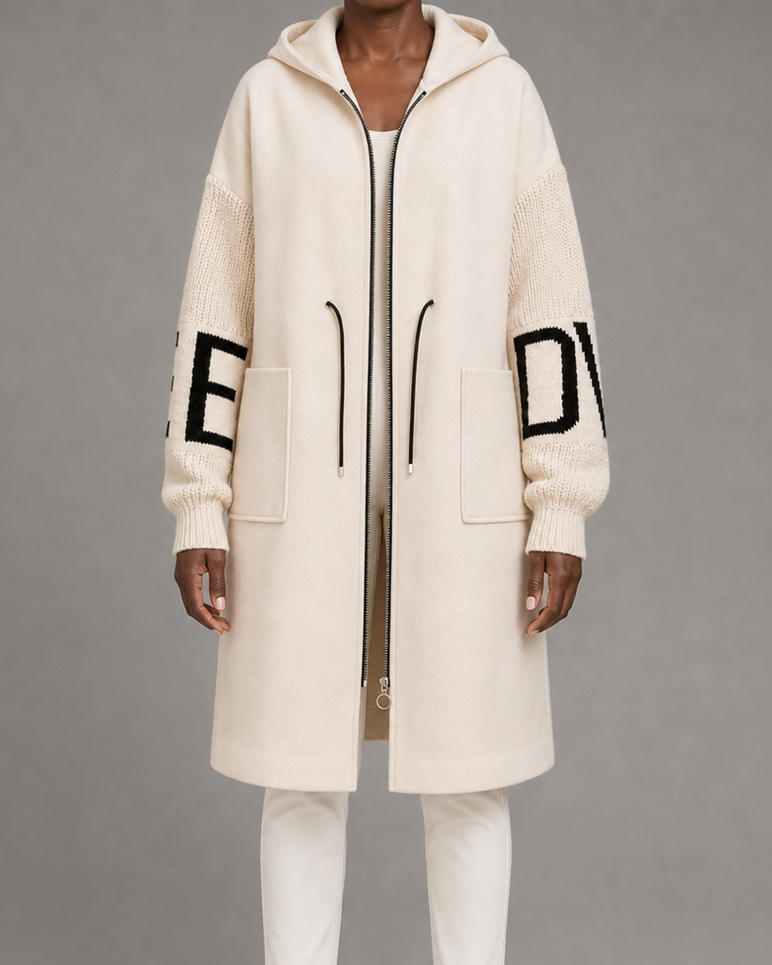 Donia | Casual Hooded Jacket with Knitted Sleeves