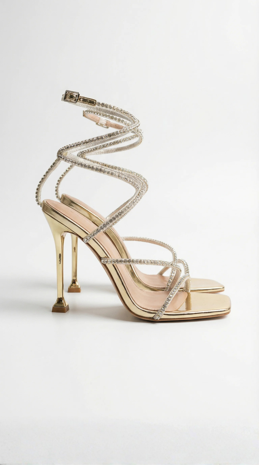 Glorianna | Crystal Ankle-Tie Heels