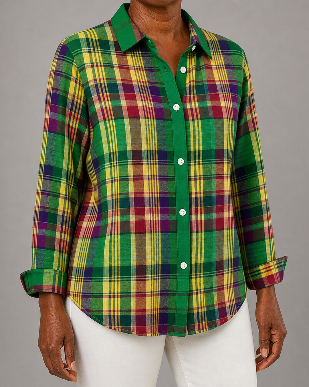 Dulcie | Vintage Plaid Button Front Blouse