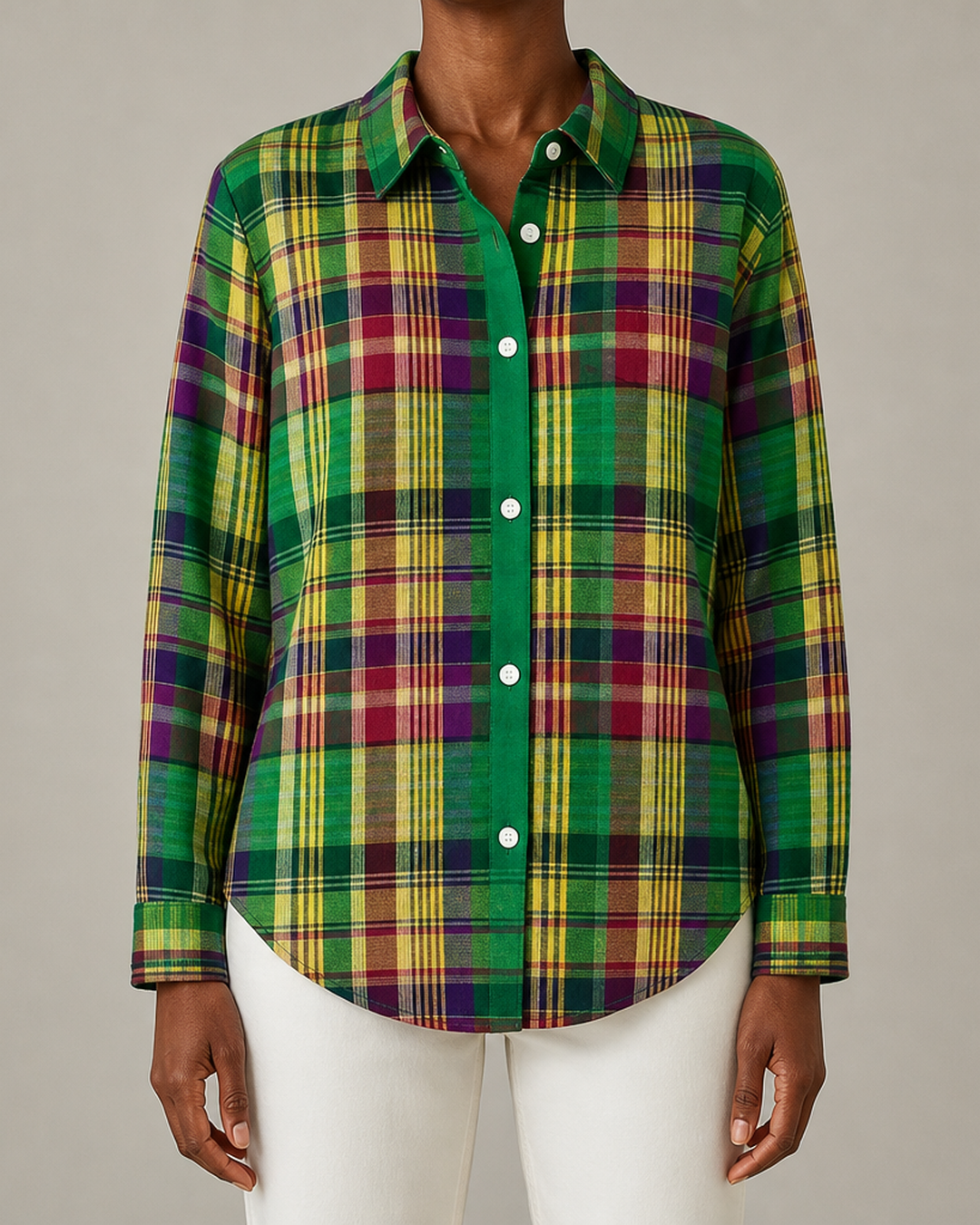 Dulcie™ | Vintage Plaid Button Front Blouse