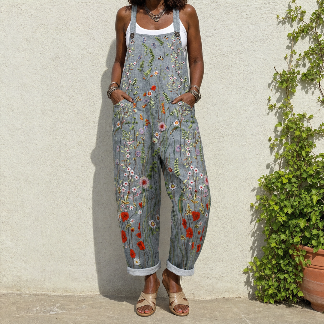 Fenella | Wildflower Embroidered Overalls
