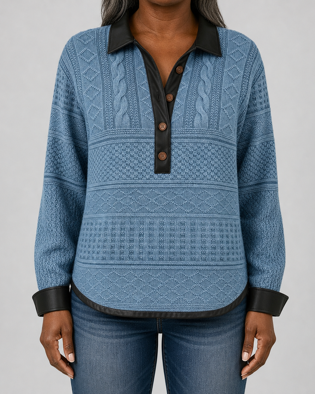 Eileen | Textured Collared Button Sweater