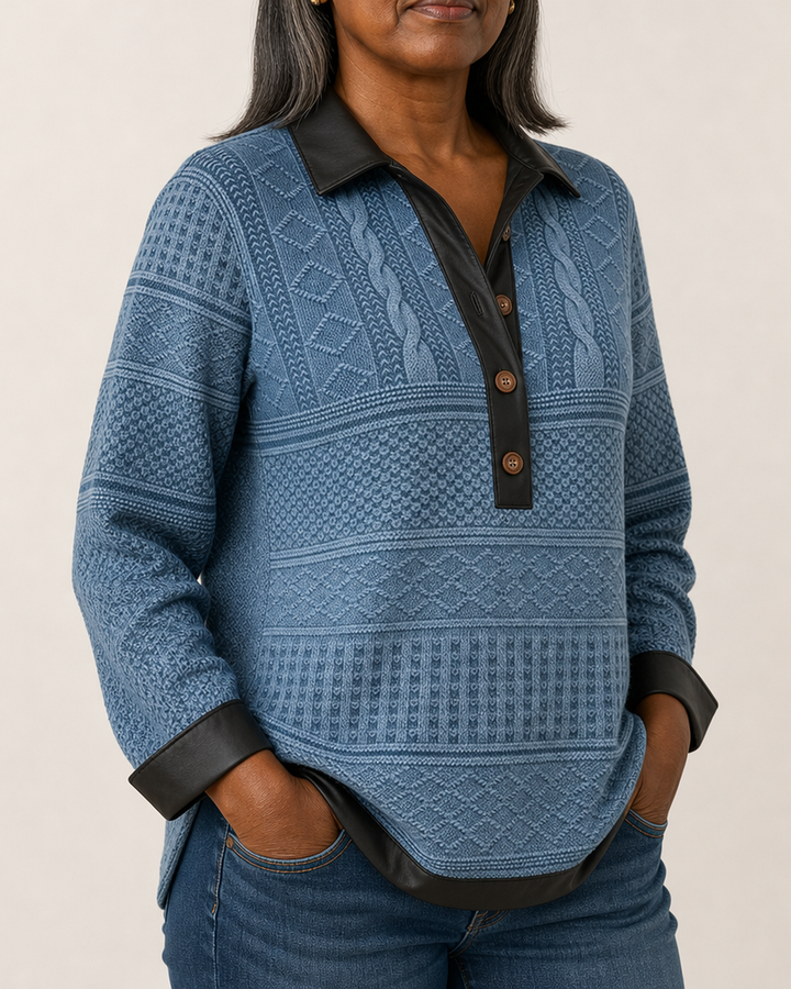 Eileen | Textured Collared Button Sweater