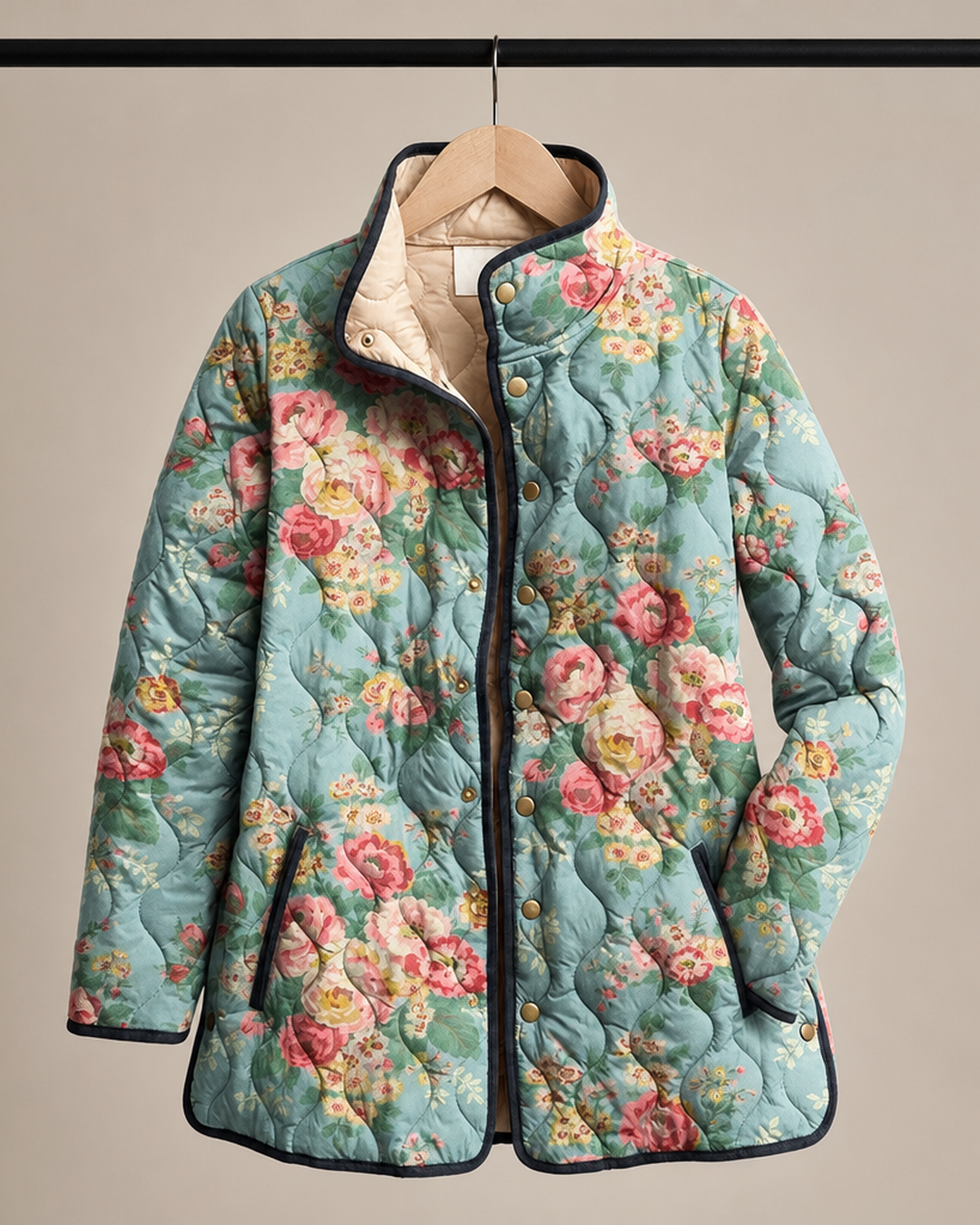 Elara | Quilted Floral Print Jacket