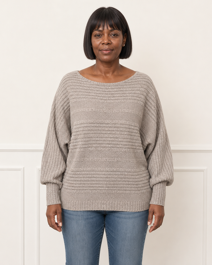 Elena | Ribbed Batwing Sleeve Sweater