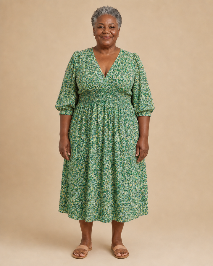 Umbrielle | Floral Puff-Sleeve A-Line Dress