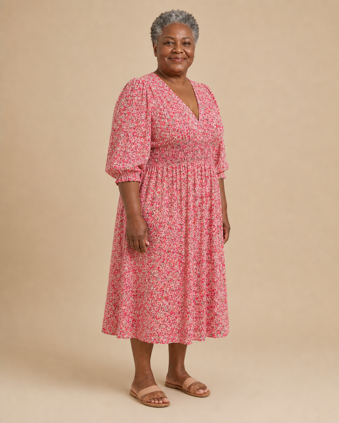 Umbrielle | Floral Puff-Sleeve A-Line Dress
