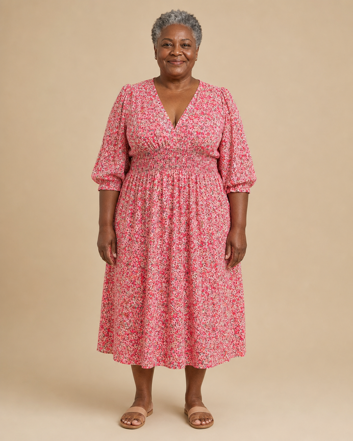 Umbrielle | Floral Puff-Sleeve A-Line Dress