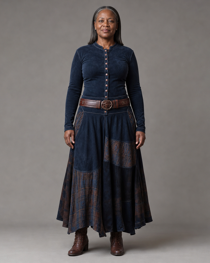 Demetria | Maxi Suede Dress With Belt