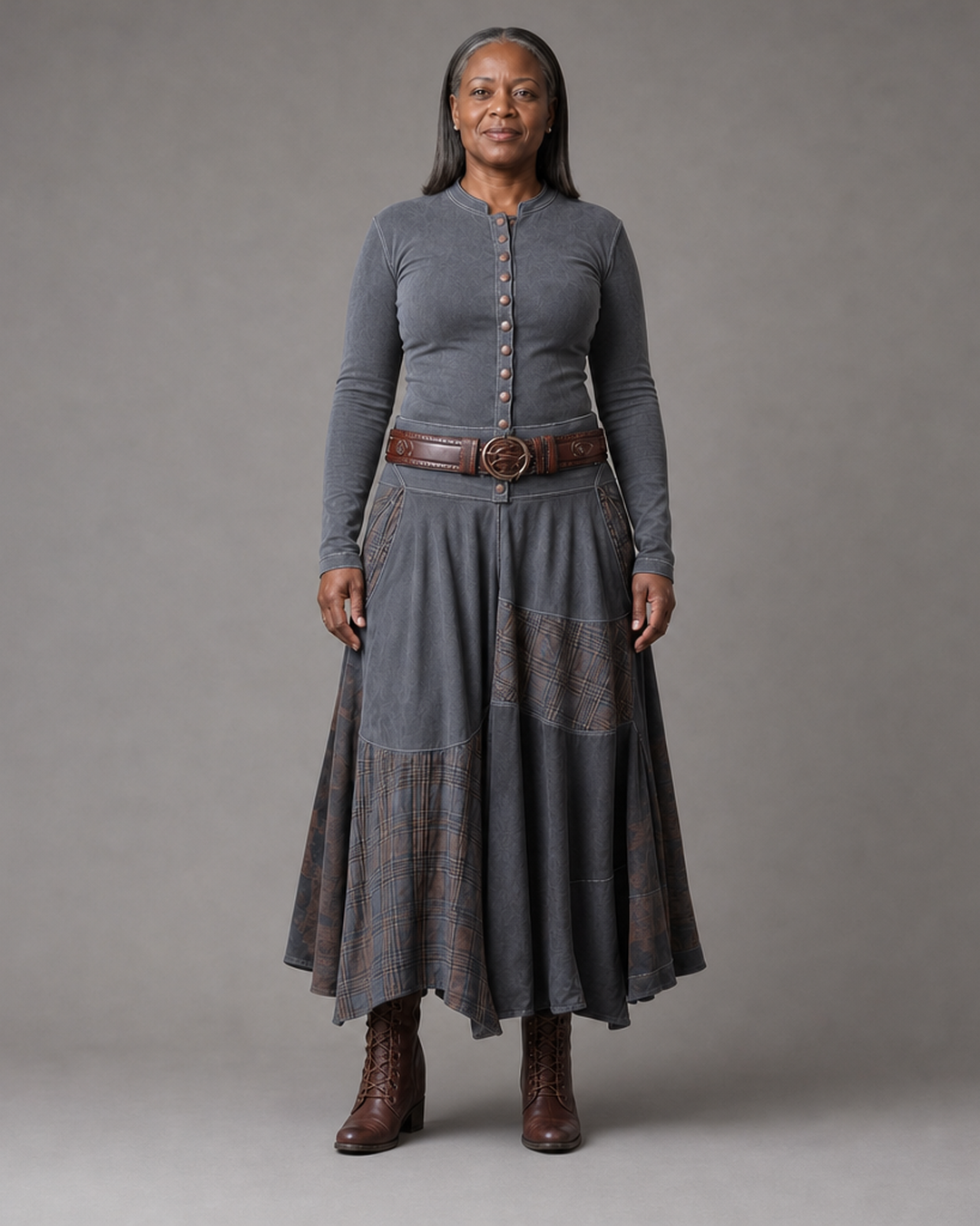Élise | Robe Maxi en Suédine avec Ceinture