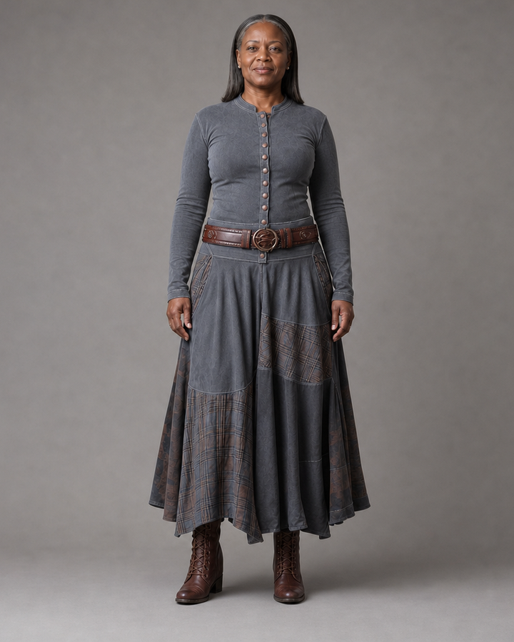 Élise | Robe Maxi en Suédine avec Ceinture