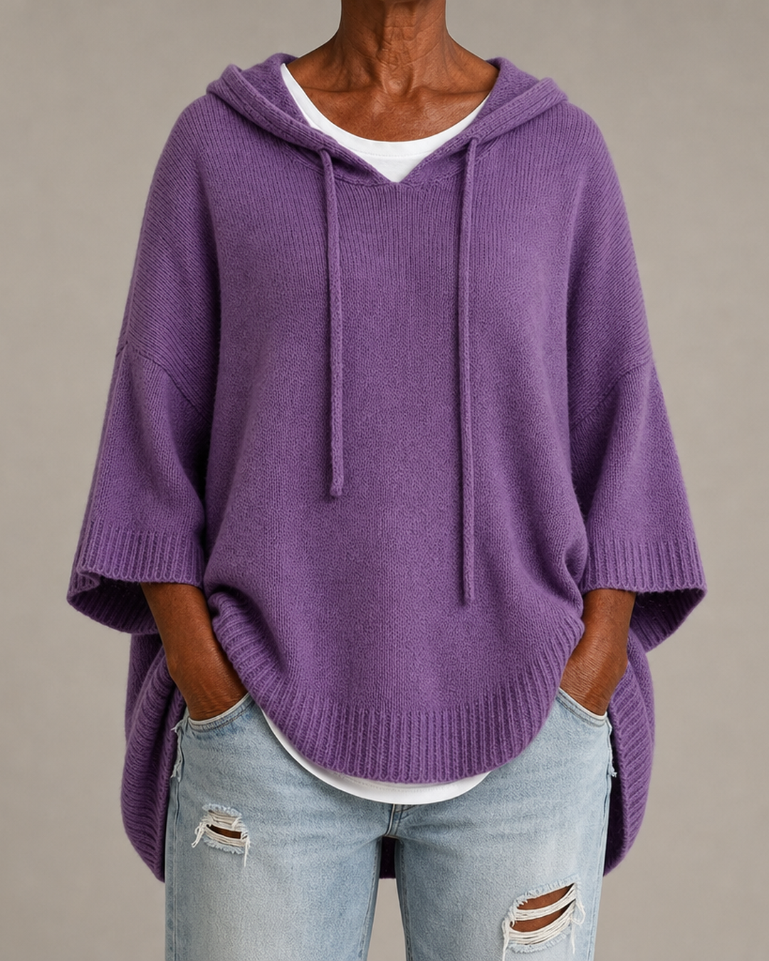 Elodie | Purple Poncho Sweater