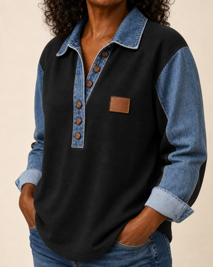 Elspeth | Two-Tone Collared Pullover