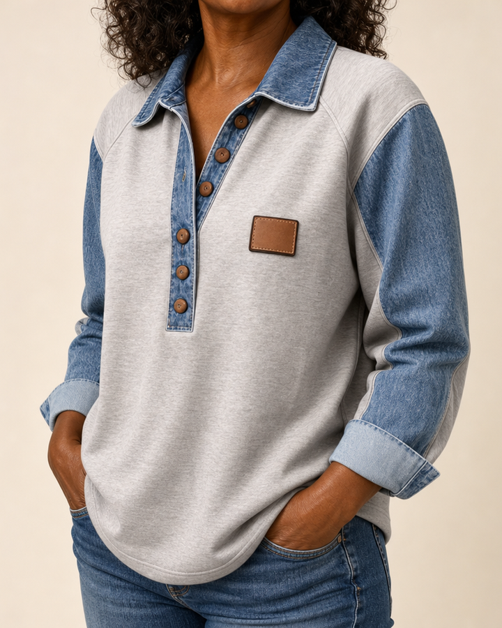 Elspeth | Two-Tone Collared Pullover