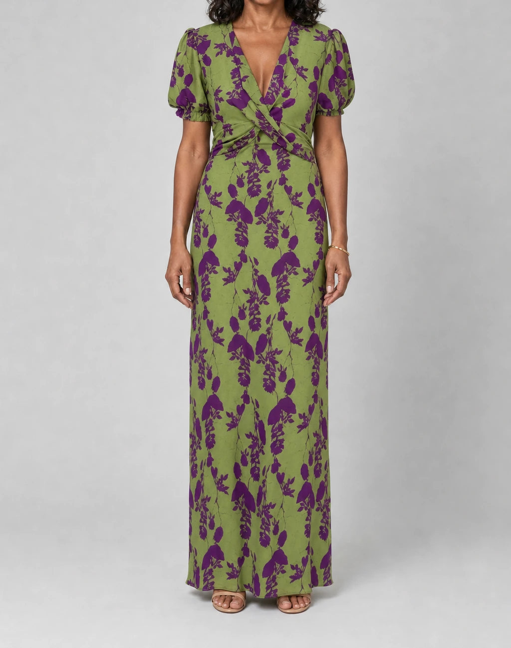 Ernestina Tummy Flattering Floral Wrap Maxi Dress