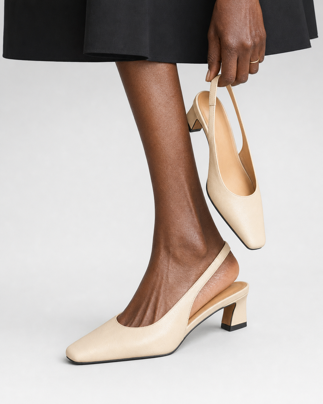 Olympia | Genuine Leather Slingbacks - Beige