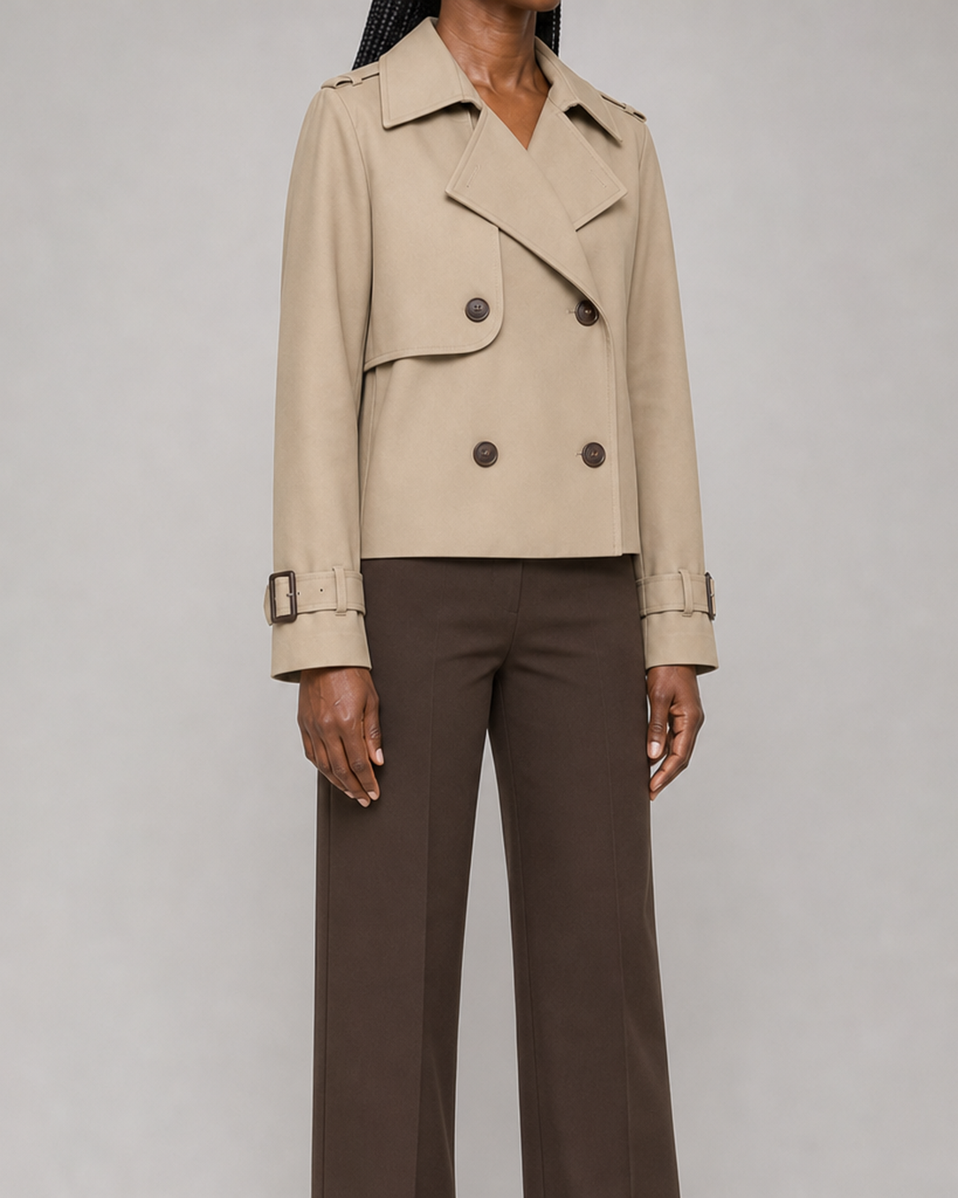 Harriet | Cropped Double-Breasted Trench Coat
