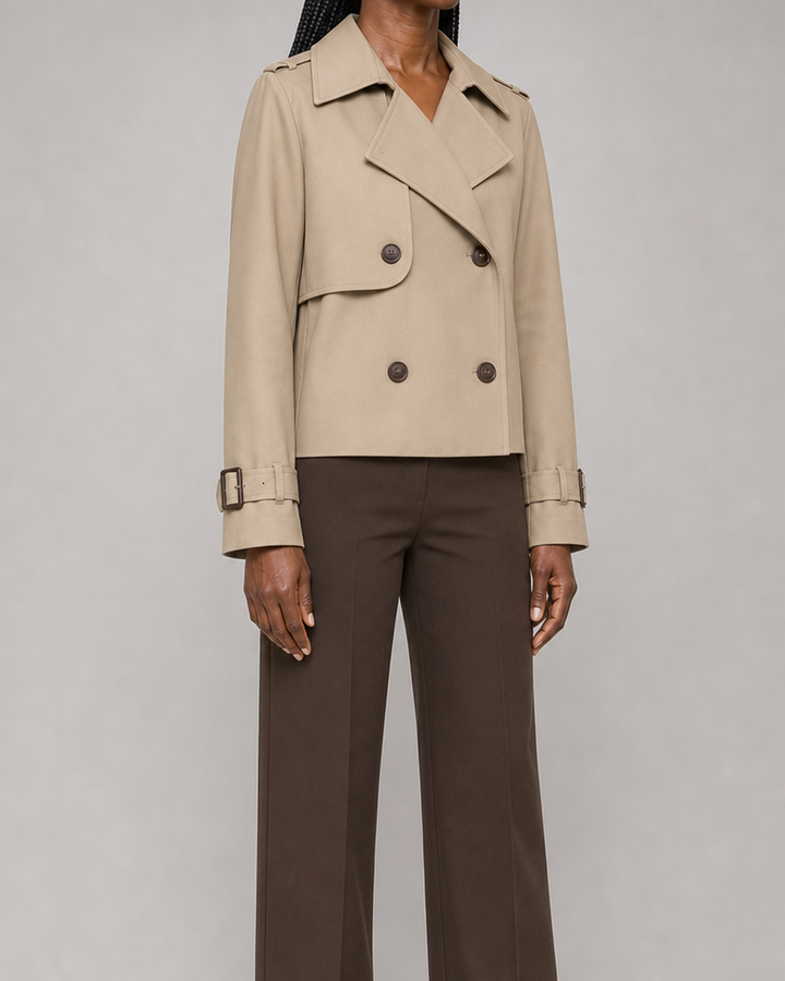 Harriet | Cropped Double-Breasted Trench Coat