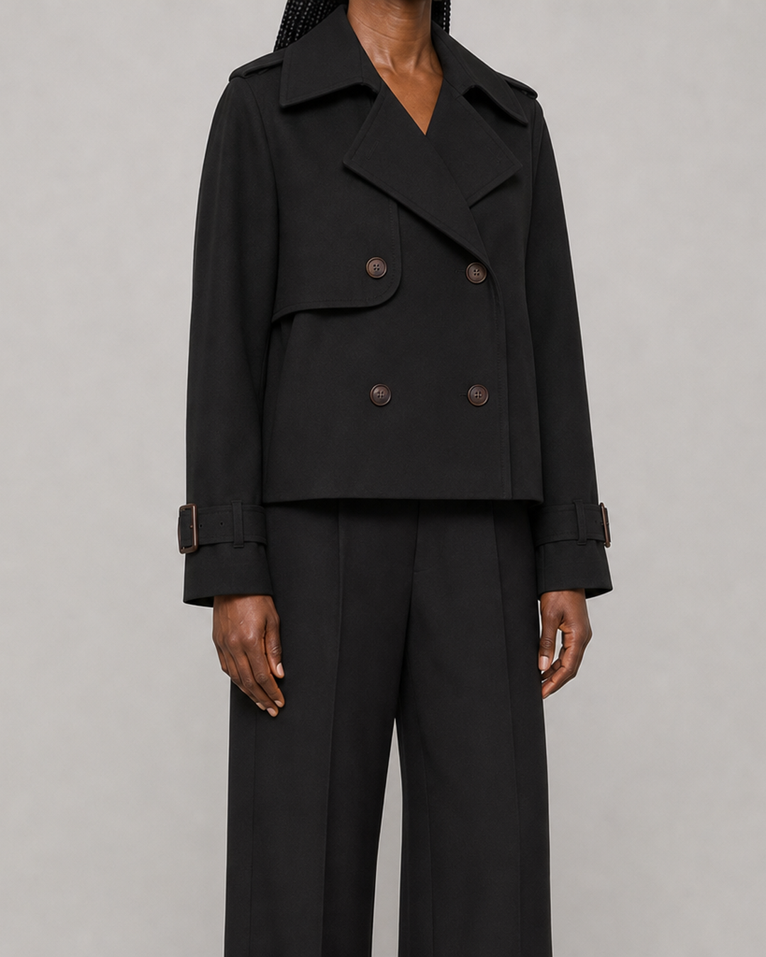 Harriet | Cropped Double-Breasted Trench Coat