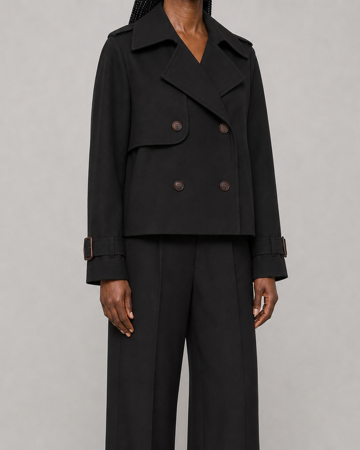 Harriet | Cropped Double-Breasted Trench Coat