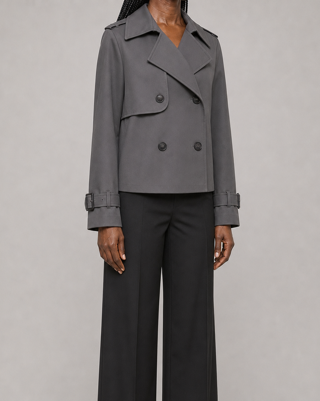 Harriet | Cropped Double-Breasted Trench Coat