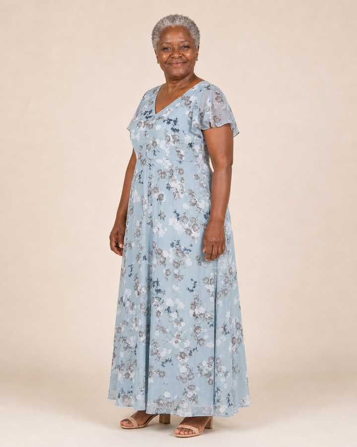 Kalindi | Flutter-Sleeve Flowing Maxi Dress