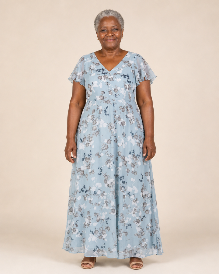 Kalindi | Flutter-Sleeve Flowing Maxi Dress