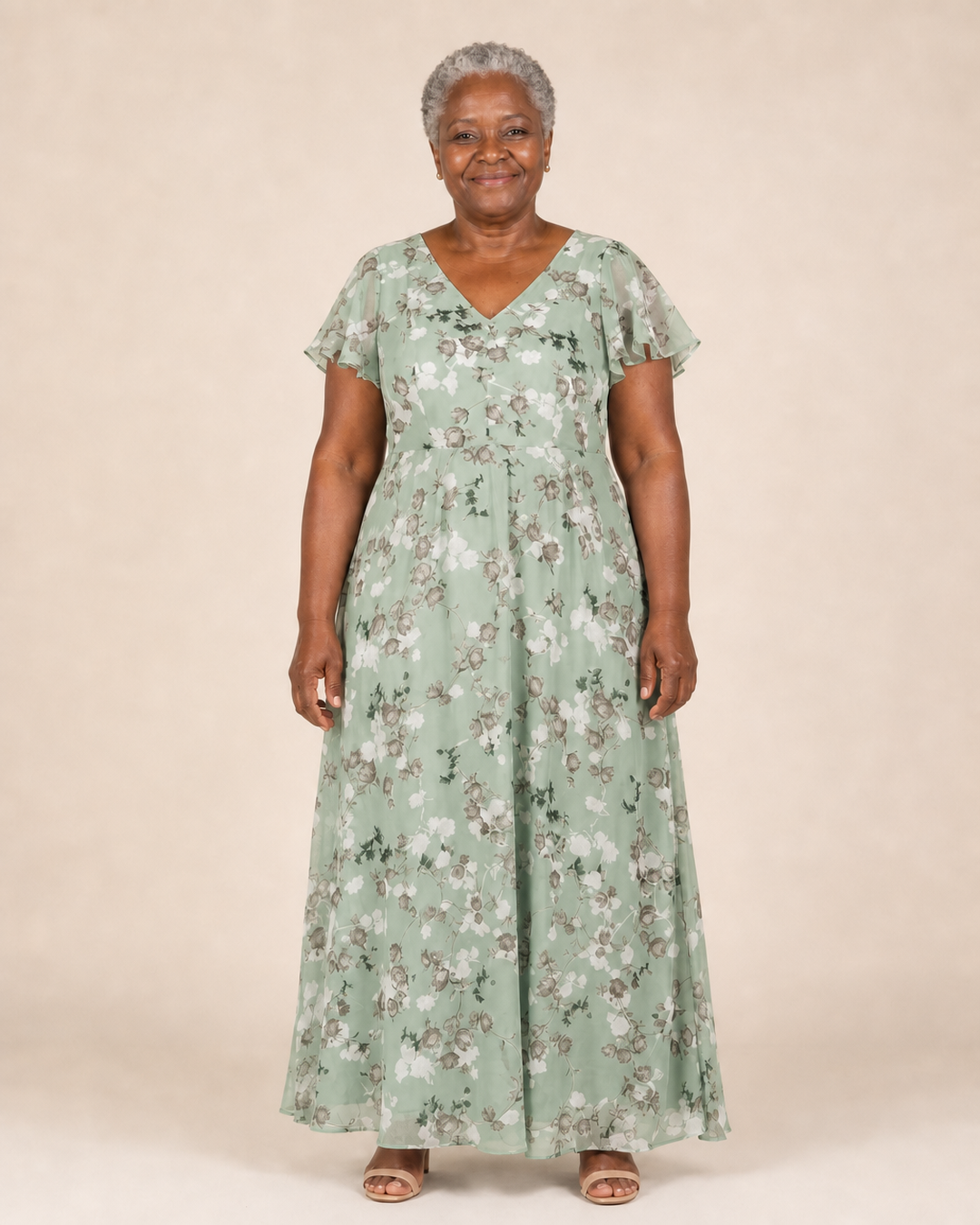 Kalindi | Flutter-Sleeve Flowing Maxi Dress