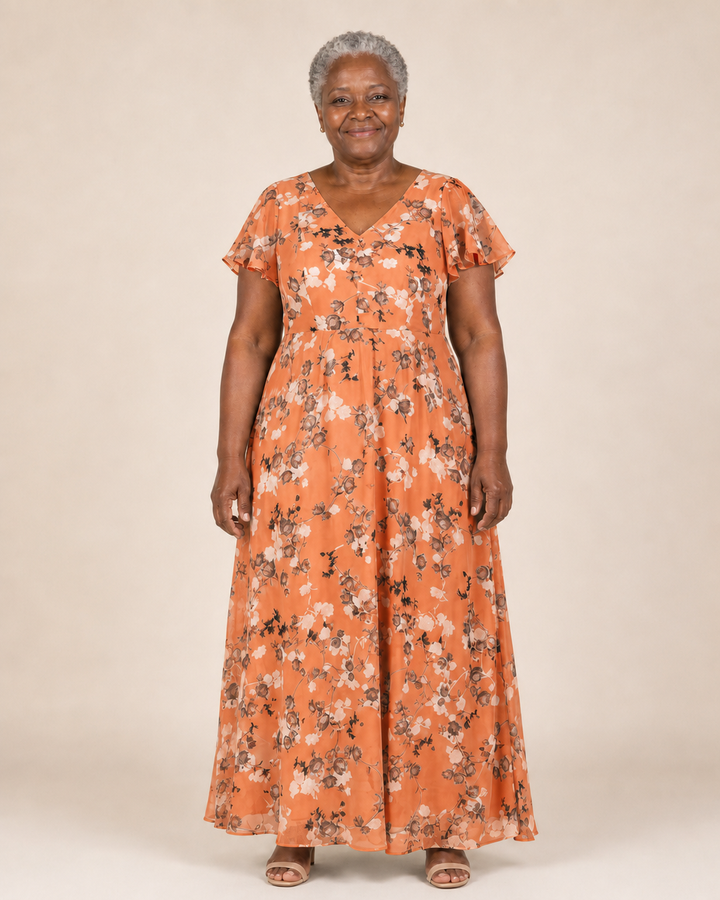 Kalindi | Flutter-Sleeve Flowing Maxi Dress