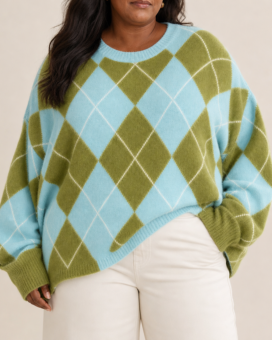 Elodie™ | Wool, Cashmere & Silk Argyle Sweater