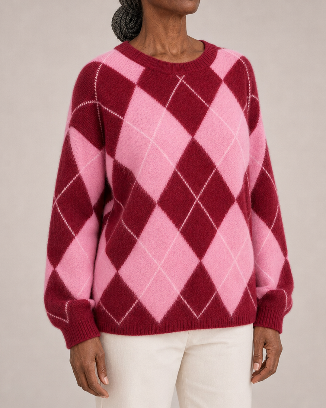 Jessica | Wool Cashmere Silk Argyle Coat