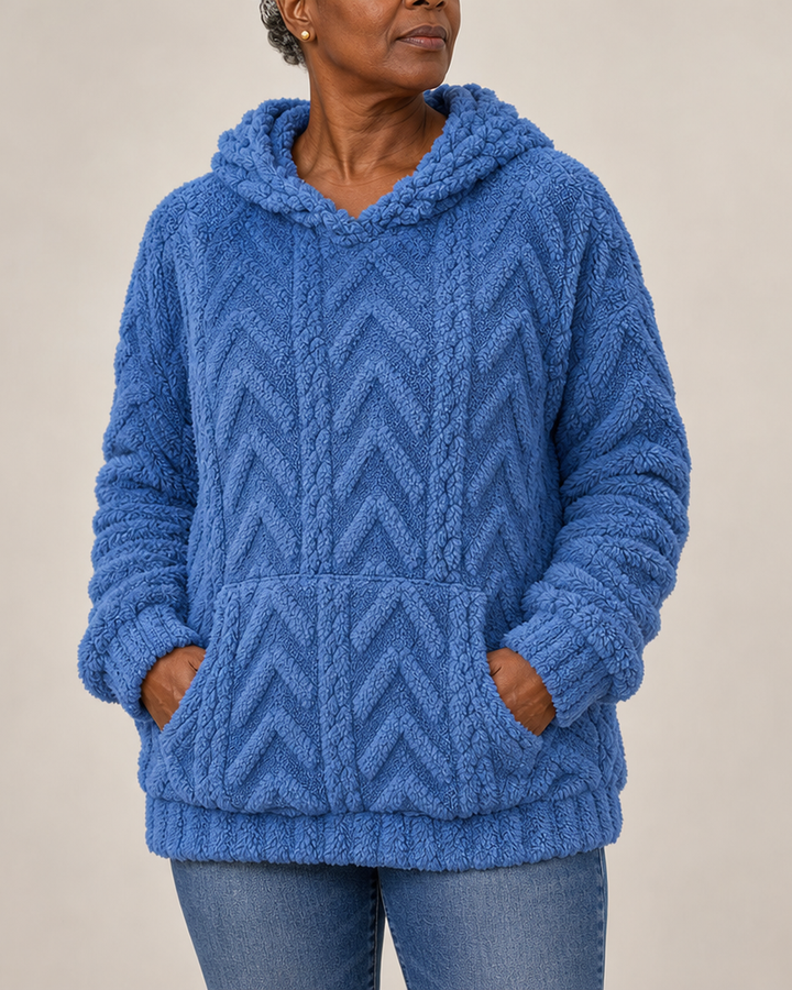Maggie | Textured Fleece Hoodie Coat