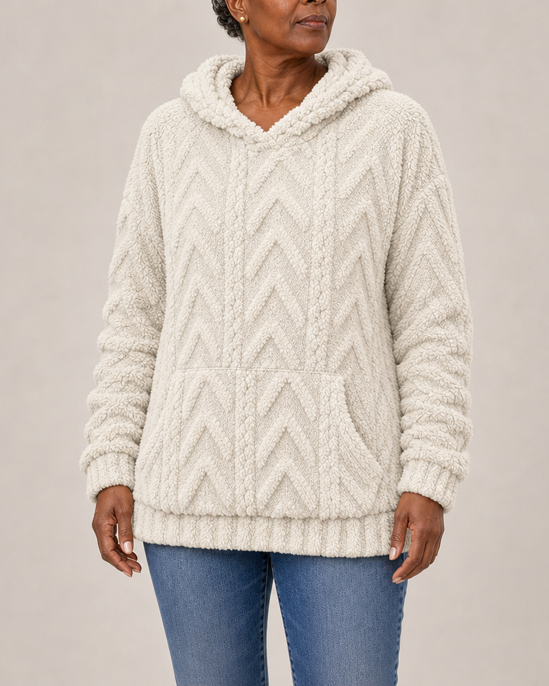 Maggie | Textured Fleece Hoodie Coat