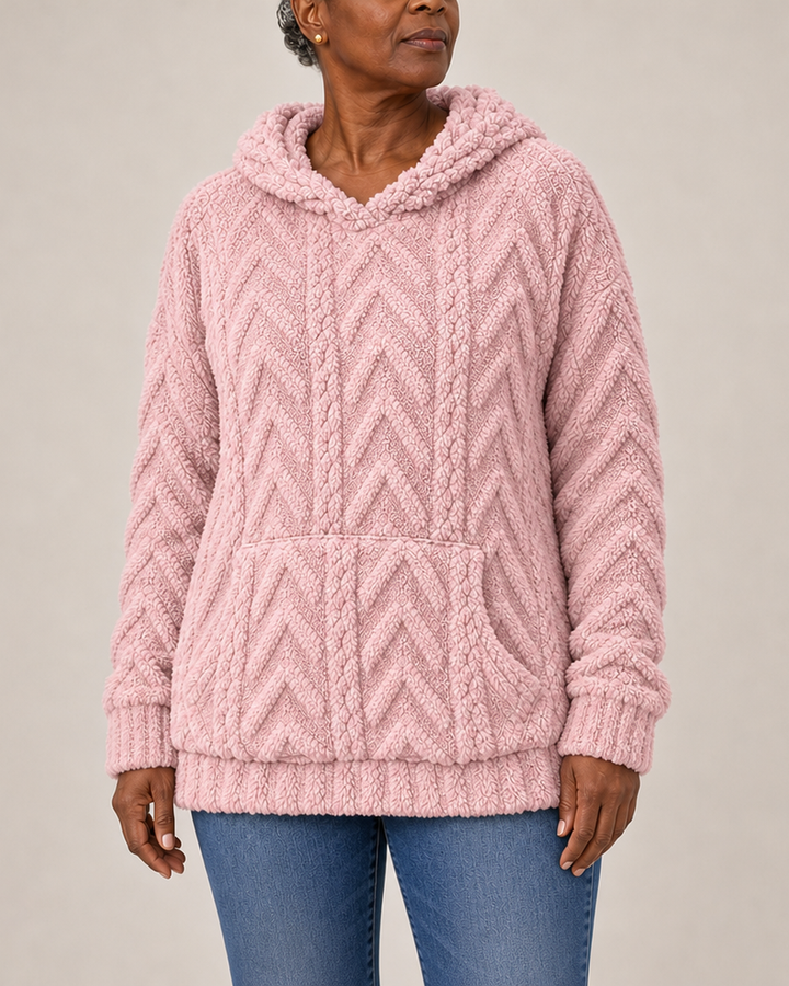 Maggie | Textured Fleece Hoodie Coat