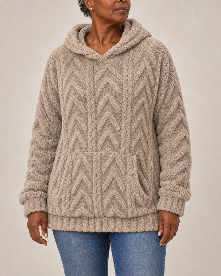 Maggie | Textured Fleece Hoodie Coat