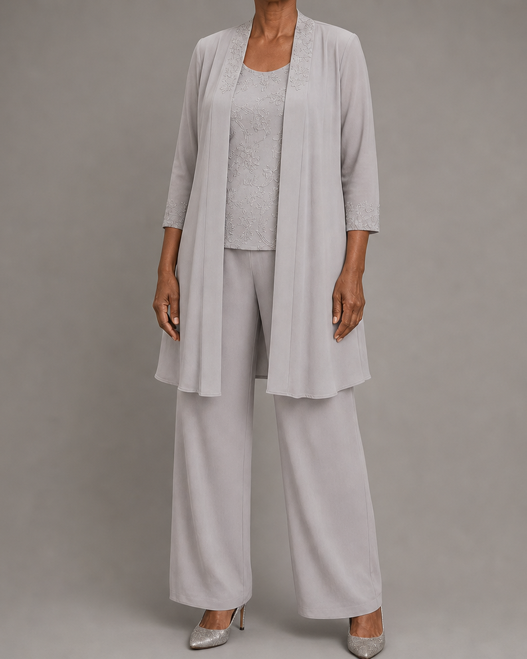 Evelyn | Embroidered Three-Piece Pant Set