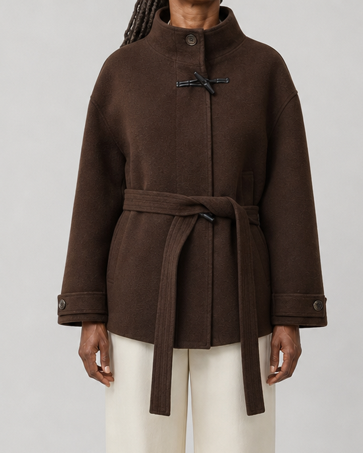 Women | Classic Wool Toggle Coat with Belted Waist