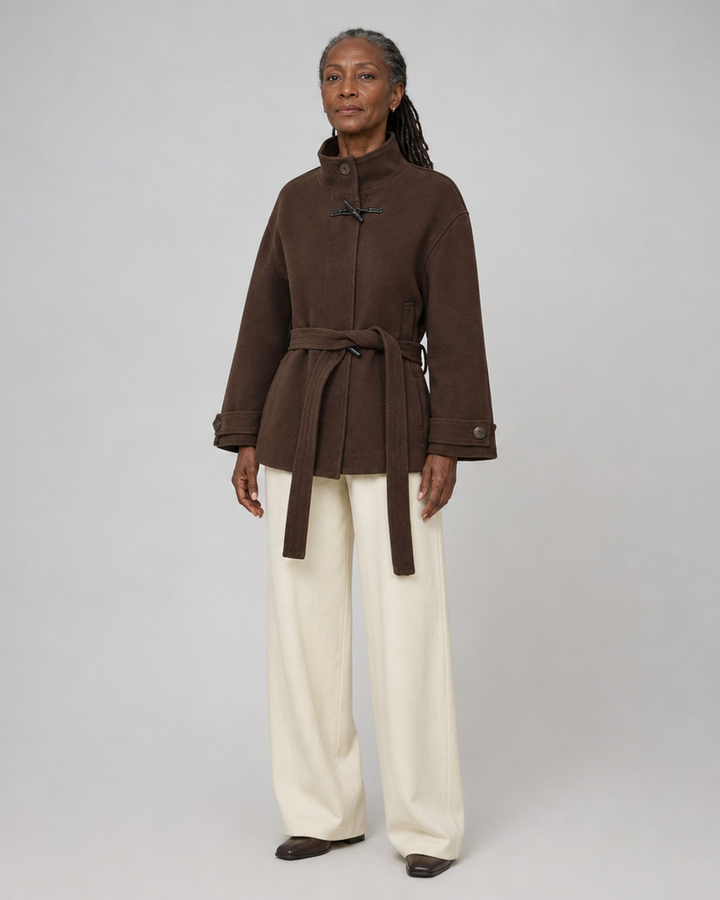 Women | Classic Wool Toggle Coat with Belted Waist