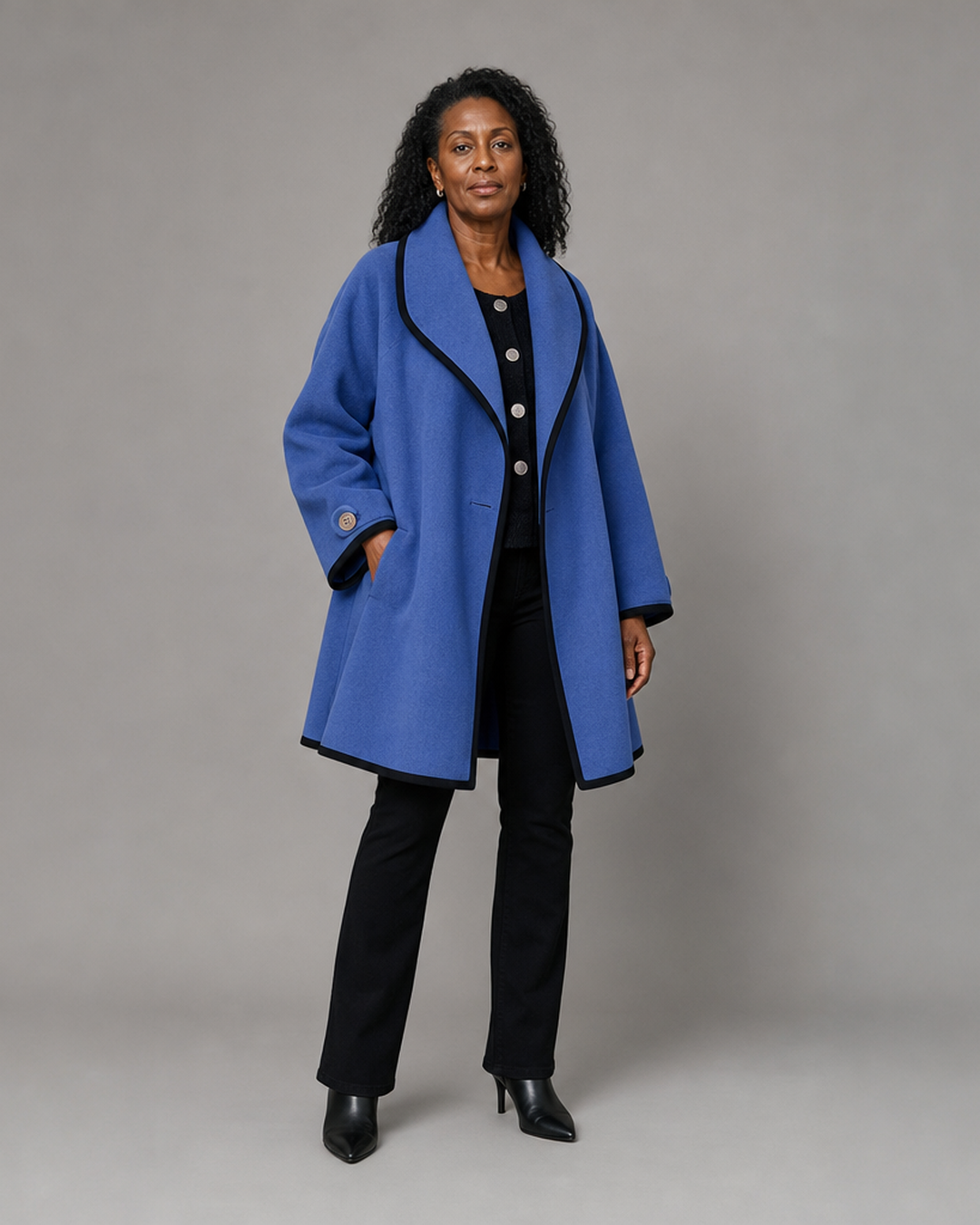 Flora | Oversized Contrast-Trim Coat