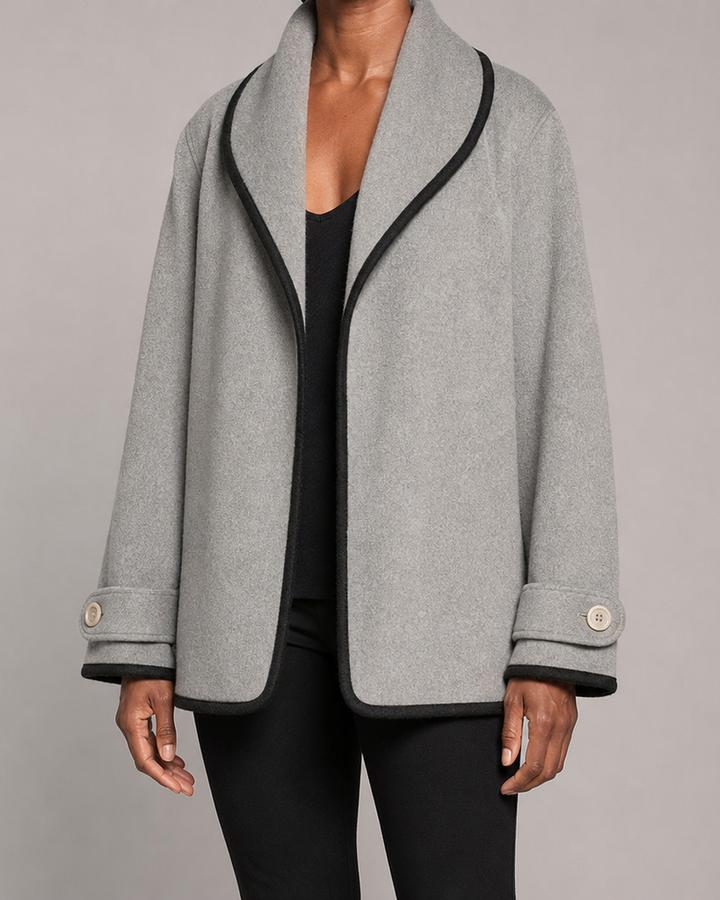 Flora | Oversized Contrast-Trim Coat
