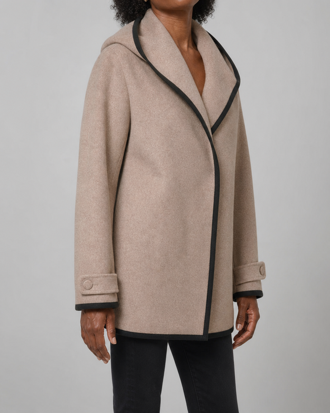 Flora | Oversized Contrast-Trim Coat
