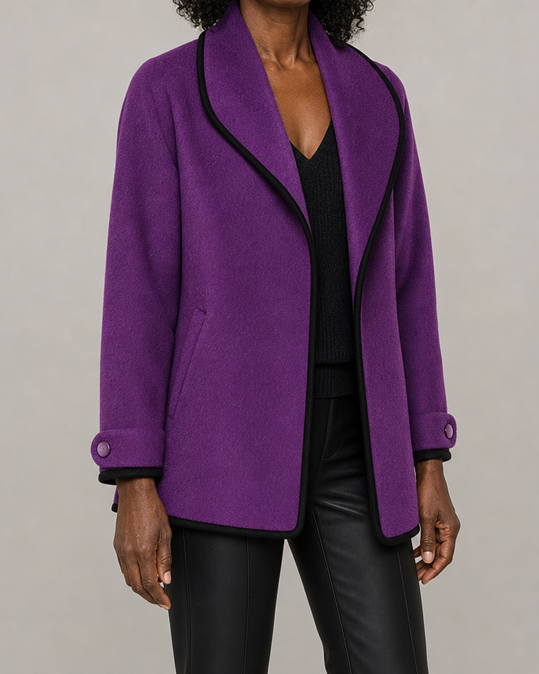 Flora | Oversized Contrast-Trim Coat